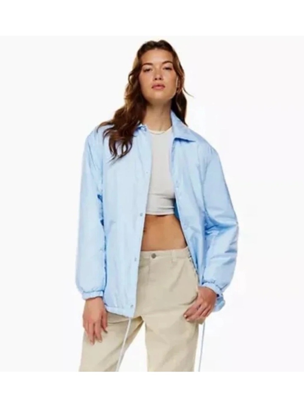 NWT Aritzia TNA Coaches Jacket  Pastel Blue Size XL Oversized
